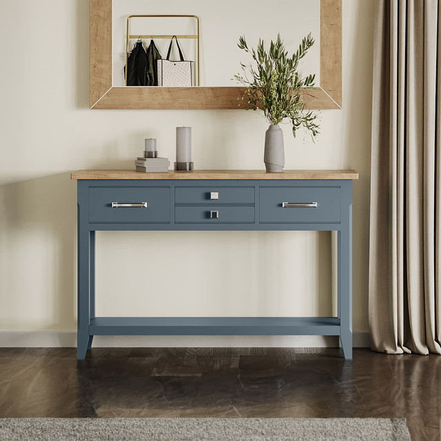 This stunning Signature Blue Console Table features meticuloulsy hand-finished craftsmanship - CFR02E
