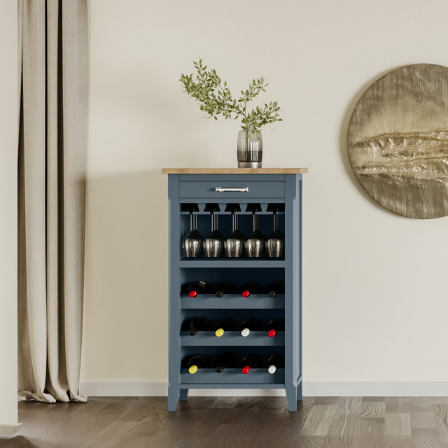 This stunning Signature Blue Wine Rack / Glass Storage Cabinet features meticuloulsy hand-finished craftsmanship - CFR05A
