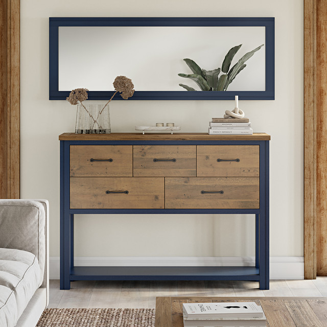 This Splash of Blue Sideboard with Wicker Baskets by Baumhaus is a quality item, ready assembled with 5yr warranty