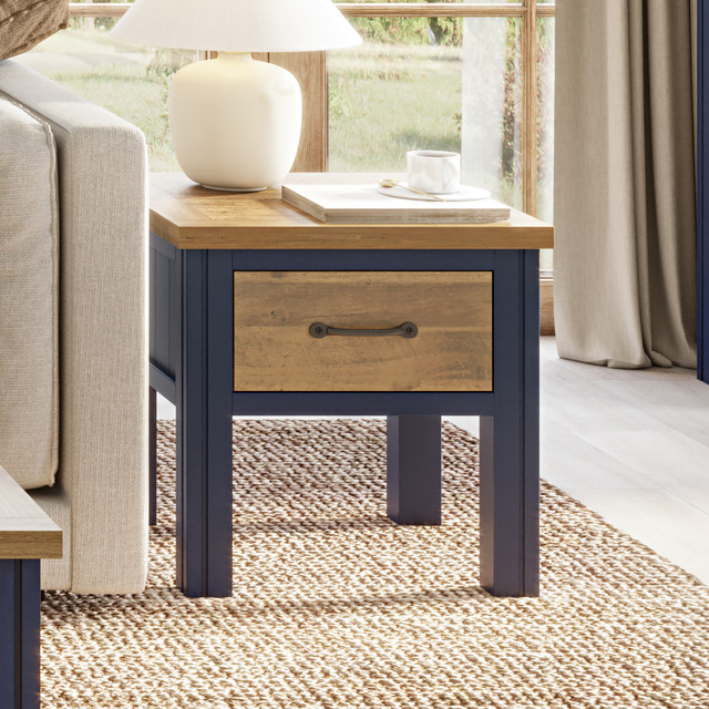 Buy the Splash of Blue Lamp Table with Drawer today. Fast delivery and no-fuss returns