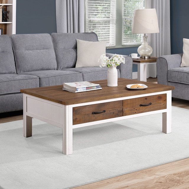 This Splash of White Coffee Table With Four Drawers by Baumhaus is a quality item, ready assembled with 5yr warranty