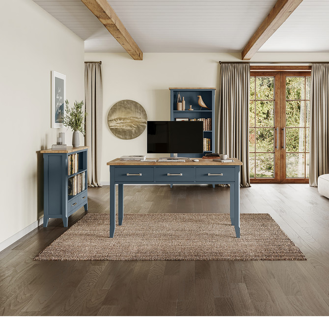 The Signature Blue Home Office Desk / Dressing Table has an beautiful hand-finished oak top - CFR06C