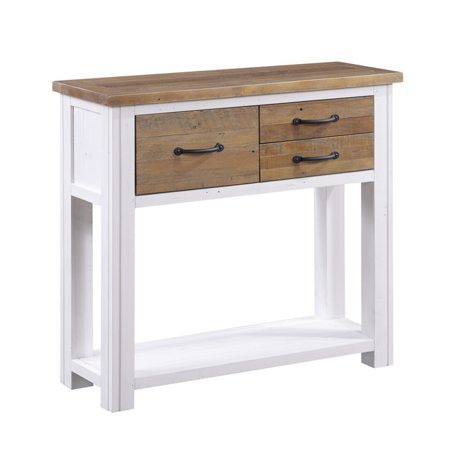 The Splash of White Hall Table is an eco-friendly item made from reclaimed timber