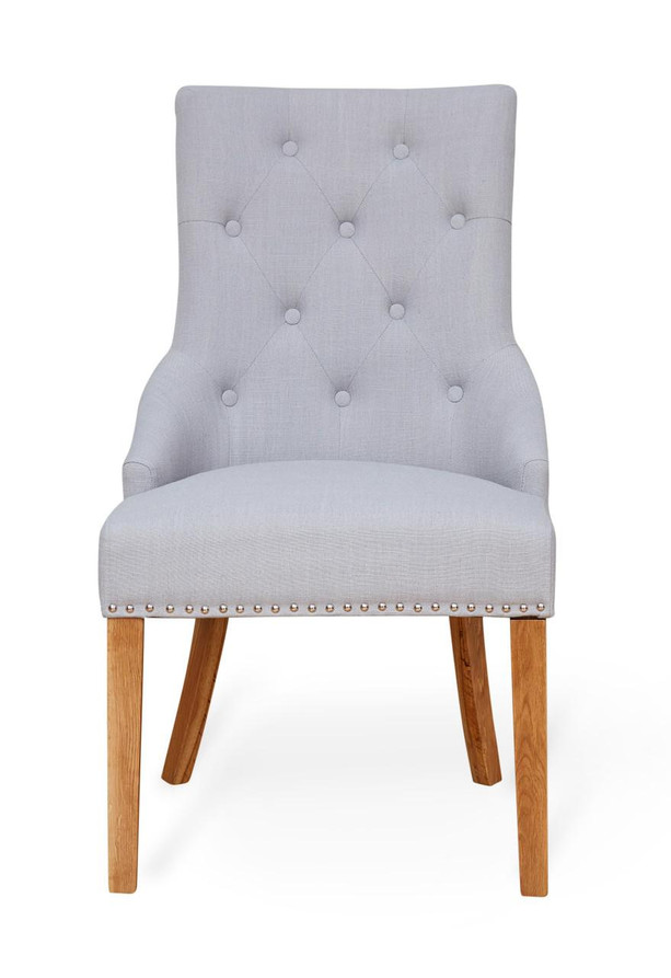 Mobel Oak Narrow Back Light Grey Upholstered Dining Chairs (Pack of 2) COR03K