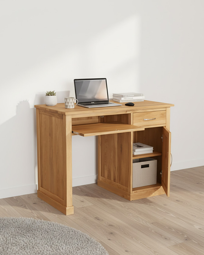 Stockbury Solid Oak Single Pedestal Computer Desk WFS-BH-SBO06B Stockbury Solid Oak Single Pedestal Computer Desk WFS-BH-SBO06B