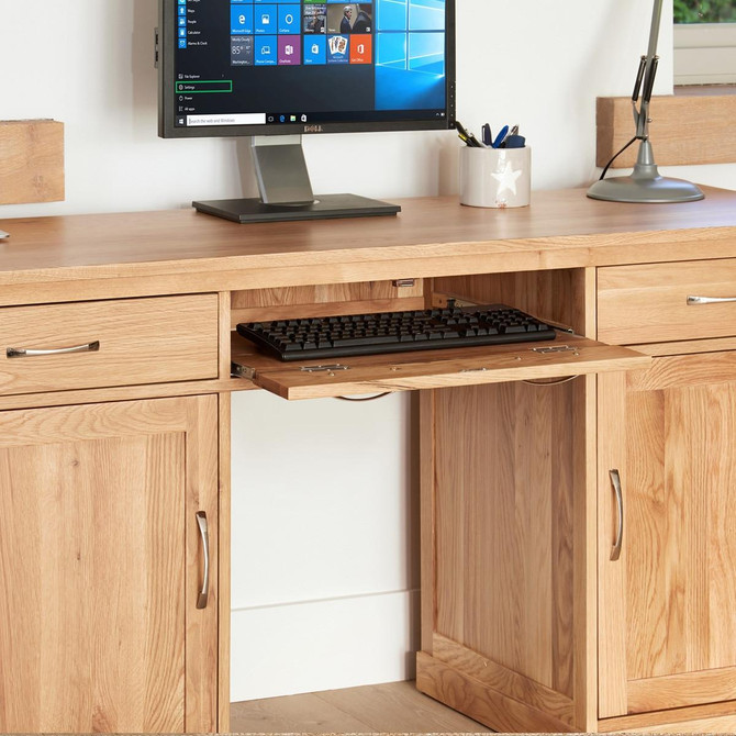 Mobel Oak Large Hidden Office Twin Pedestal Desk COR06D