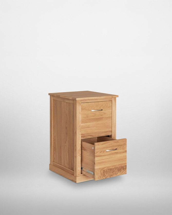 Stockbury Solid Oak Two Drawer Filing Cabinet WFS-BH-SBO07A, wooden filing cabinet with two drawers, natural oak finish, modern design, ideal for office storage.