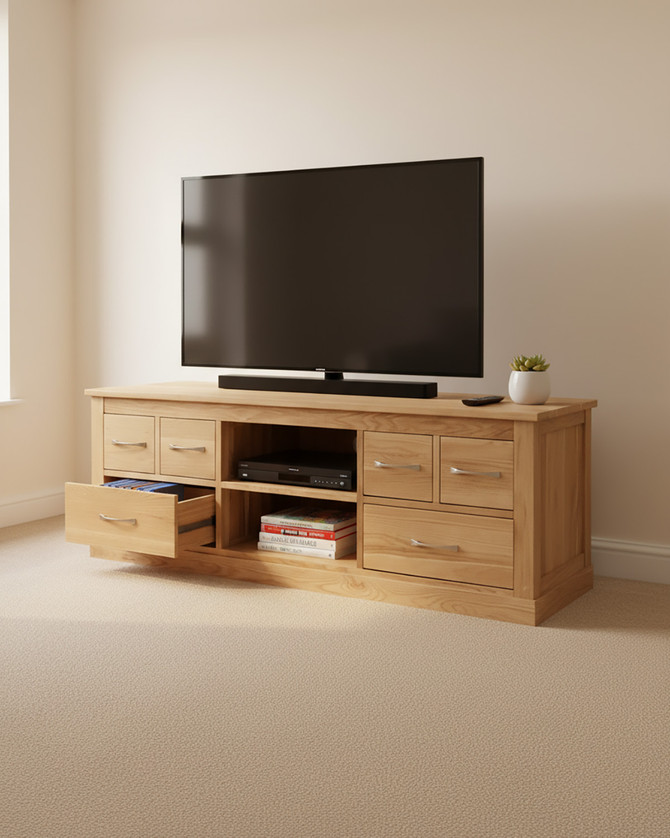 Stockbury Solid Oak Widescreen Television Cabinet WFS-BH-SBO09B Stockbury Solid Oak Widescreen Television Cabinet WFS-BH-SBO09B