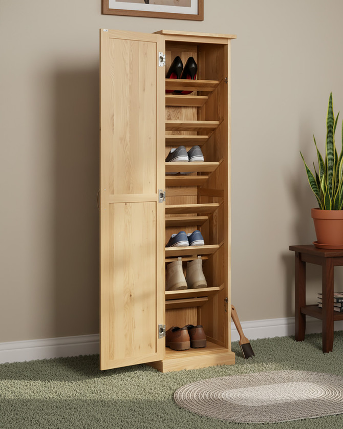 Stockbury Solid Oak Tall Shoe Cupboard WFS-BH-SBO20E Stockbury Solid Oak Tall Shoe Cupboard WFS-BH-SBO20E