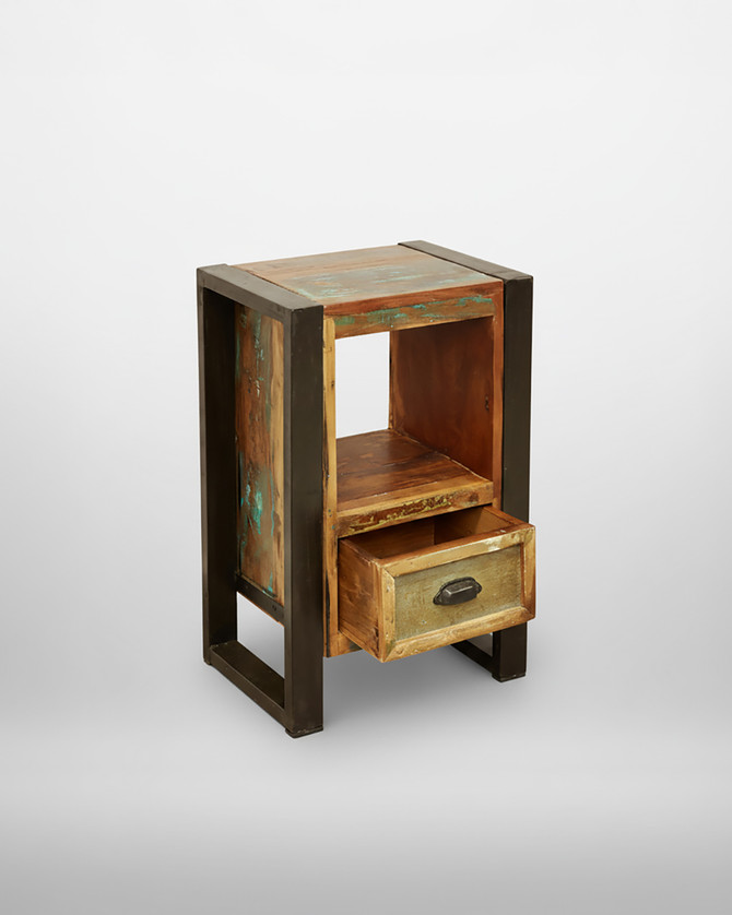 Marari Reclaimed Lamp Table / Bedside Cabinet