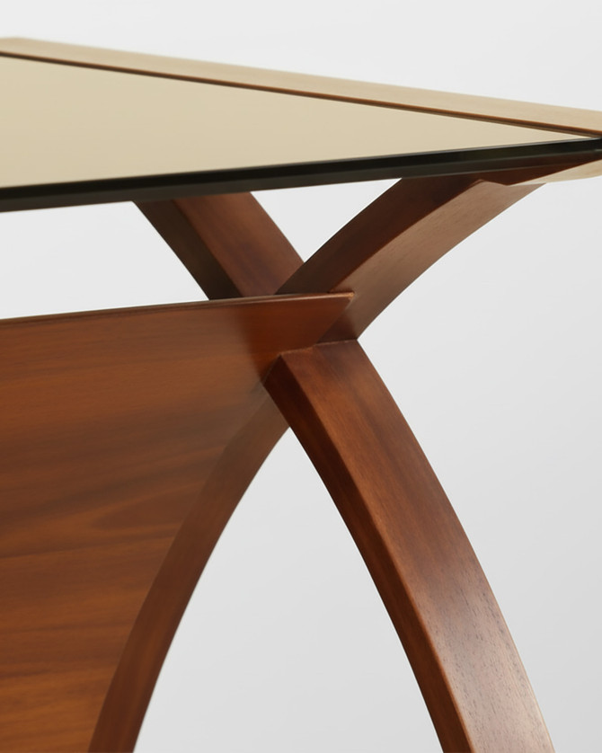 Curved Home Office Walnut Table 130cm