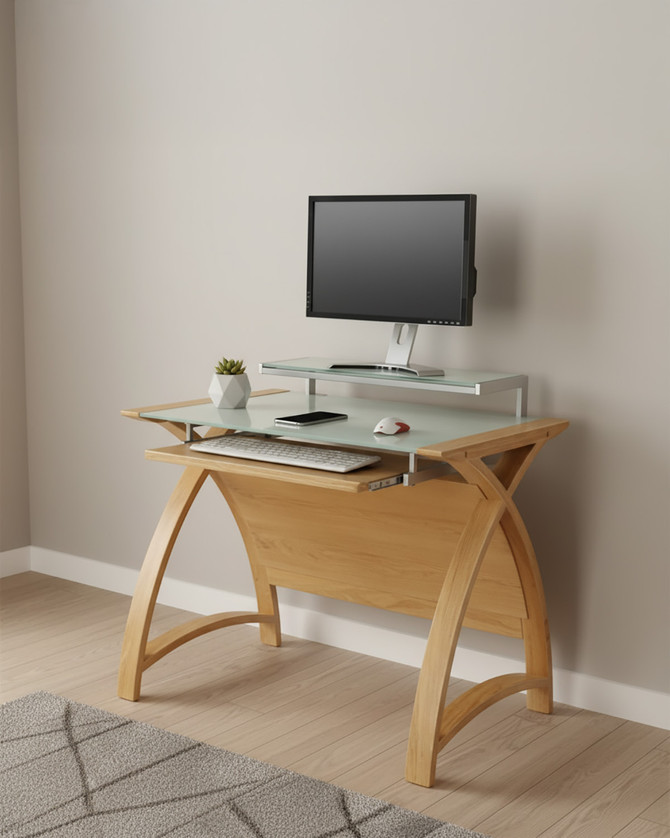 Oak 90cm Curved Home Office Desk