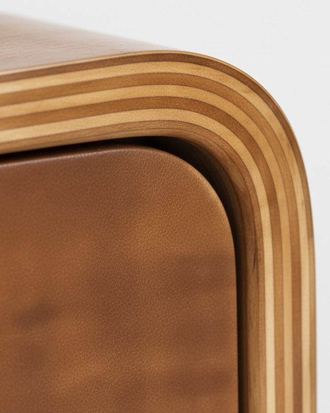 Curved Walnut Three Drawer Pedestal