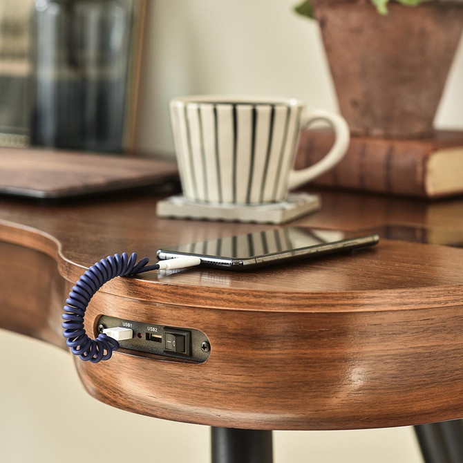 NuHolme Office Walnut Smart Desk With QI Wireless Charger, Bluetooth Speakers and USB Ports NUH001-WD