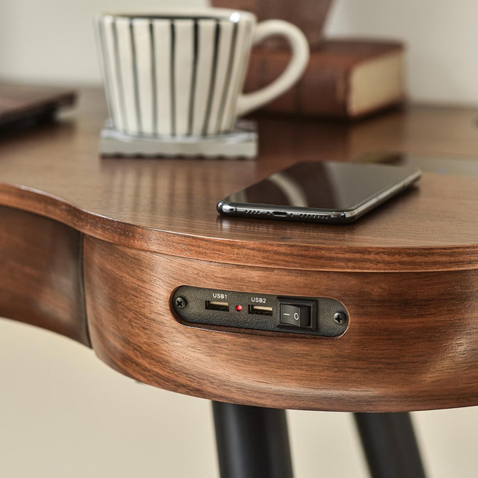 NuHolme Office Walnut Smart Desk With QI Wireless Charger, Bluetooth Speakers and USB Ports NUH001-WD
