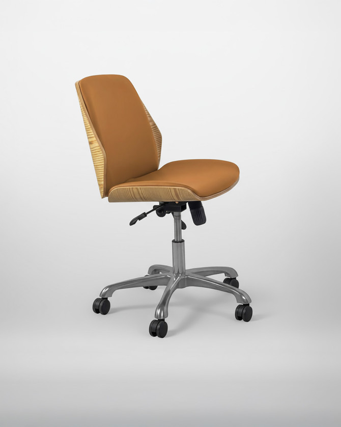 Universal Home Office Chair In Oak And Tan