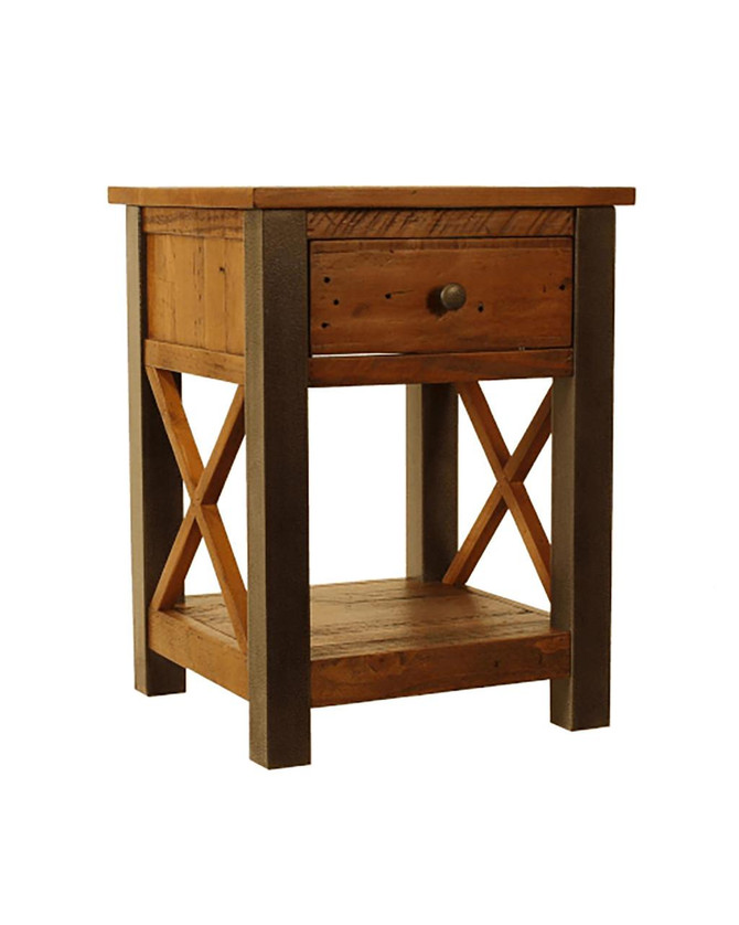 Urban Elegance Reclaimed Lamp Table With Drawer VPR10B
