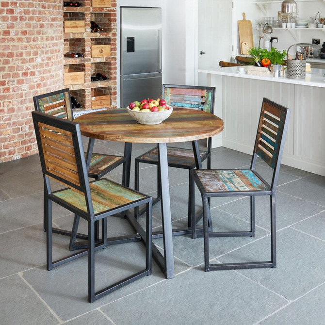 Urban Chic Round Dining Table with Four Chairs WFS-IRF-DR03