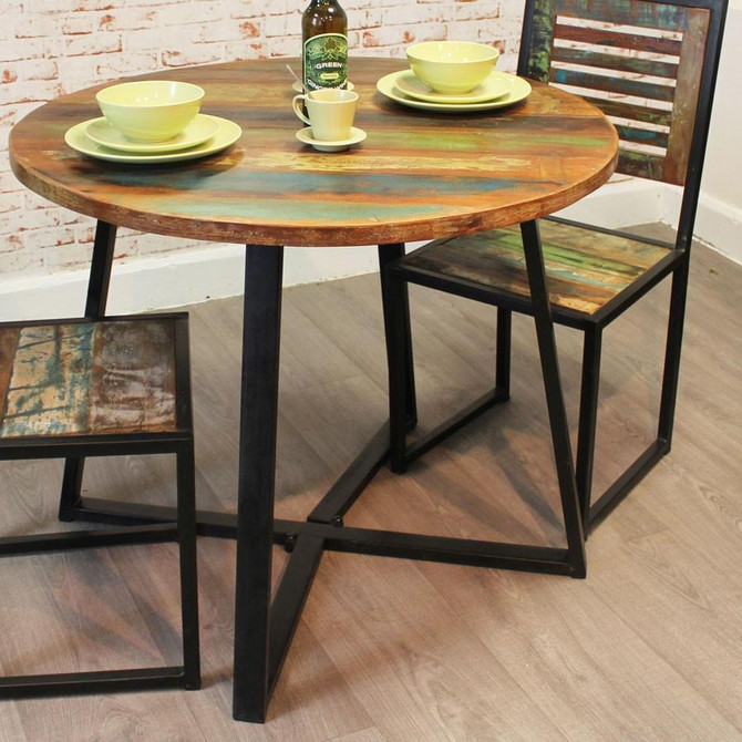 Urban Chic Round Dining Table with Four Chairs WFS-IRF-DR03