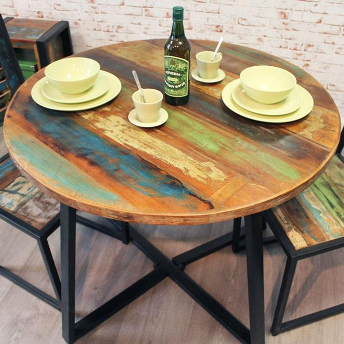 Urban Chic Round Dining Table with Four Chairs WFS-IRF-DR03