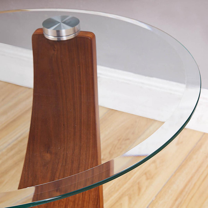 Siena Walnut And Glass Round Coffee Table JF308-W Siena Walnut And Glass Round Coffee Table JF308-W