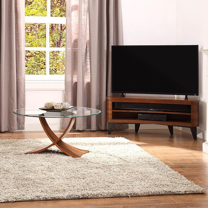 Siena Walnut And Glass Round Coffee Table JF308-W Siena Walnut And Glass Round Coffee Table JF308-W