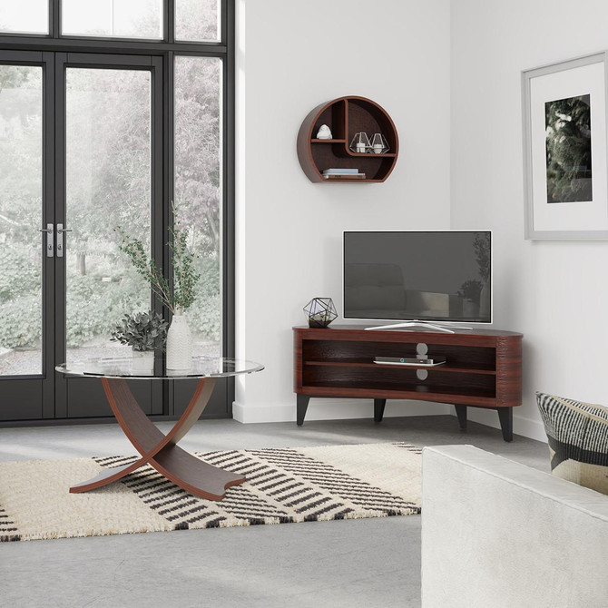 Siena Walnut And Glass Round Coffee Table JF308-W Siena Walnut And Glass Round Coffee Table JF308-W