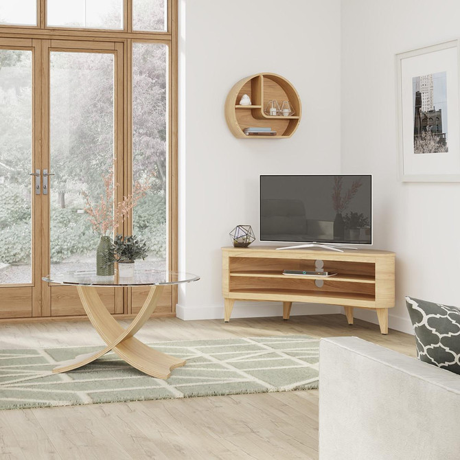 Siena Oak And Glass Round Coffee Table JF308-O