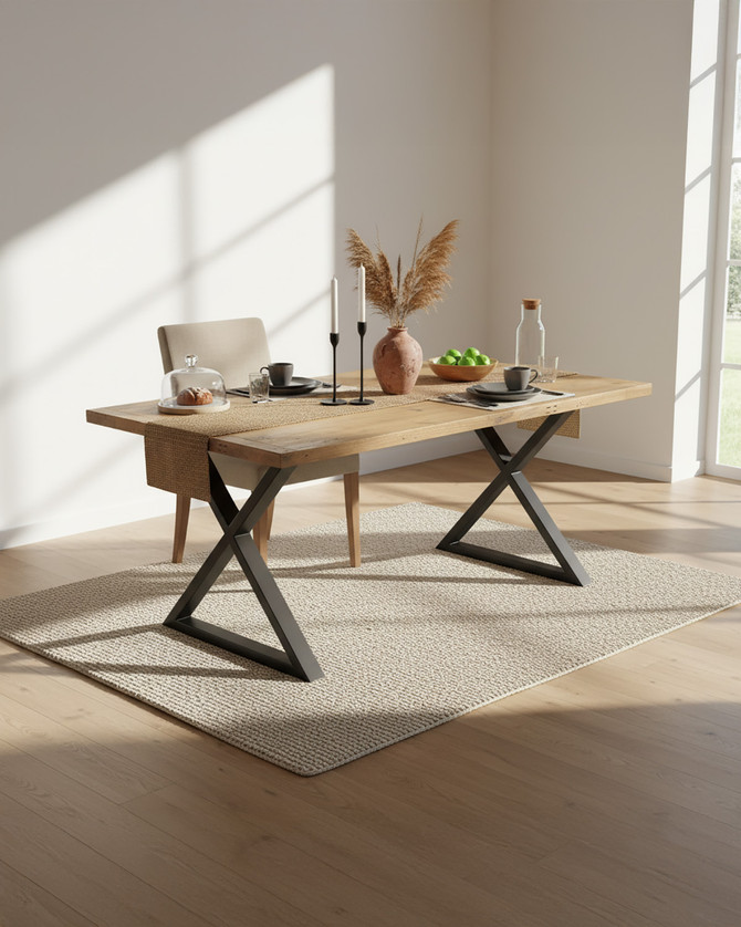 Hulstone Industrial Reclaimed Medium Diagonal Leg Dining Table - WFS-BH-HUL04D Hulstone Industrial Reclaimed Medium Diagonal Leg Dining Table - WFS-BH-HUL04D