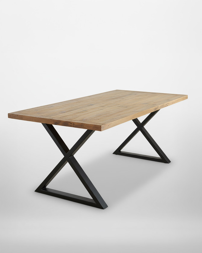 Hulstone Industrial Reclaimed Large Diagonal Leg Dining Table - WFS-BH-HUL04E