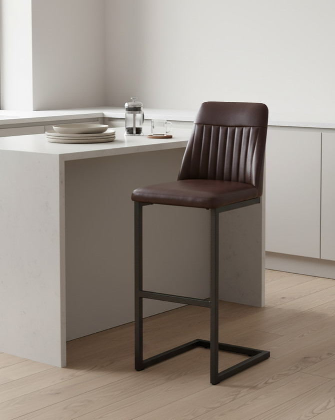 Vintage Brown Leather Bar Stool (pack of two) - WFS-BH-LIN-STOOL-BR