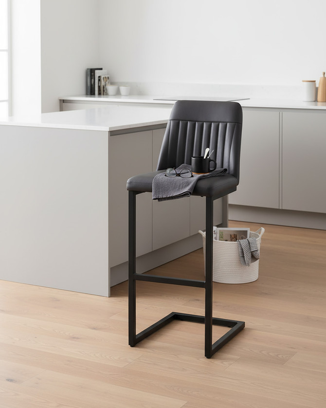 Vintage Grey Leather Bar Stool (pack of two) - WFS-BH-CKI-STOOL-GR