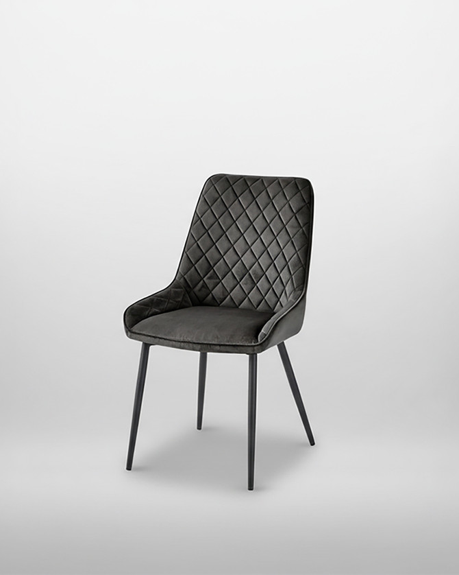 Anchorage Blue Dining Chair, Pack of Two - Gun Metal Grey, WFS-BH-ANC03C, modern dining chair with quilted upholstery and sleek black legs.