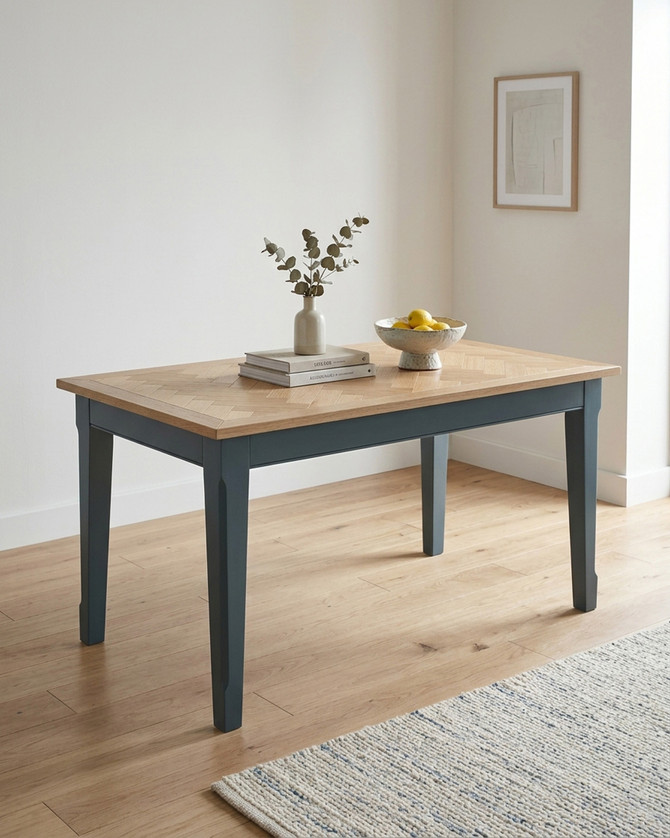 Anchorage Blue Dining Table WFS-BH-ANC04C, modern furniture with a wooden top and blue painted legs.
