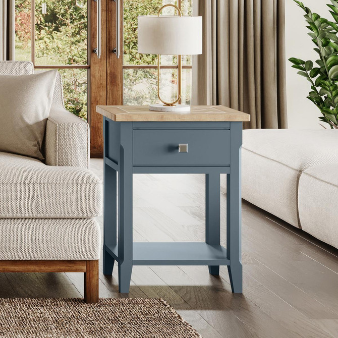 Signature Blue One Drawer Lamp Table CFR10A