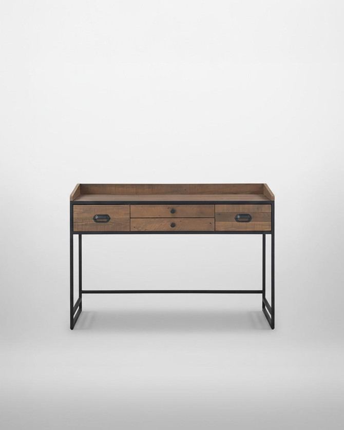 Ooki Desk / Dressing Table VBR06A, modern wooden dressing table with black metal frame and multiple drawers for storage. Ooki Desk / Dressing Table VBR06A, modern wooden dressing table with black metal frame and multiple drawers for storage.