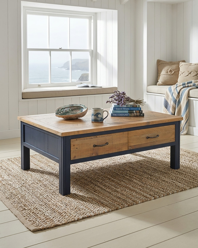 Saltmarsh Blue Coffee Table With Four Drawers WFS-BH-SAL08A