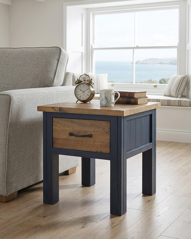 Saltmarsh Blue Lamp Table with Drawer WFS-BH-SAL10B