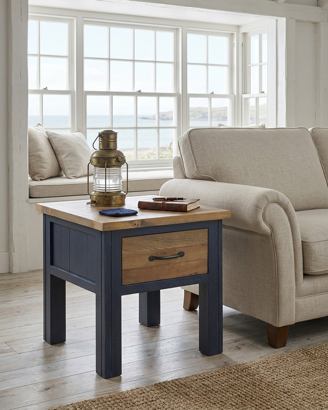 Saltmarsh Blue Lamp Table with Drawer WFS-BH-SAL10B