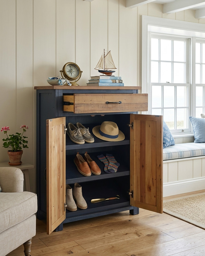 Saltmarsh Blue Shoe Storage Cupboard With Drawer WFS-BH-SAL20A