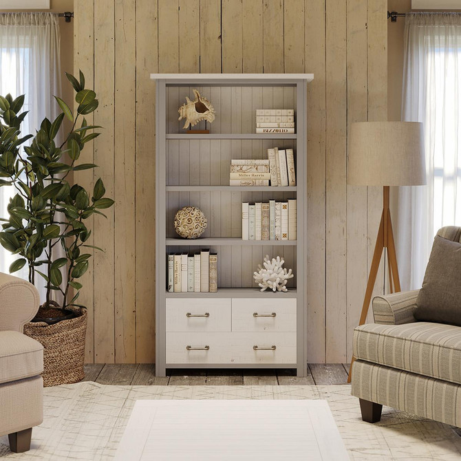 Greystone Large Open Bookcase with Drawers VTTG01A
