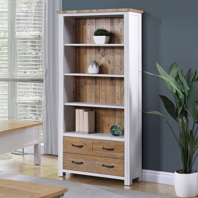 Splash of White Large Open Bookcase with Drawers VTTW01A