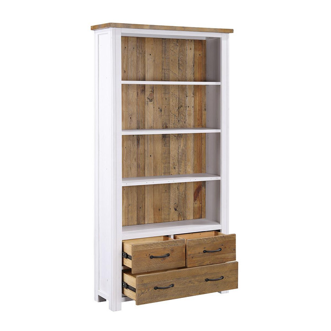 Splash of White Large Open Bookcase with Drawers VTTW01A