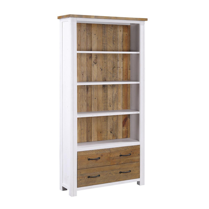 Splash of White Large Open Bookcase with Drawers VTTW01A