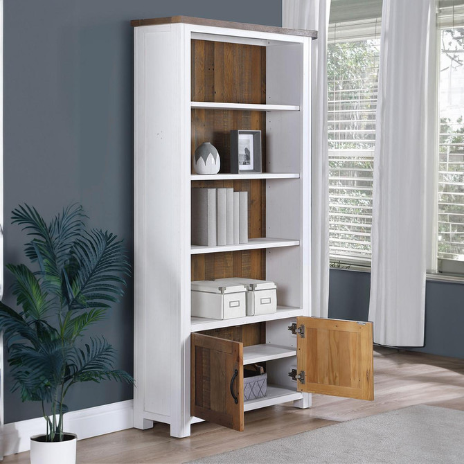 Splash of White Large Open Bookcase with Doors VTTW01B