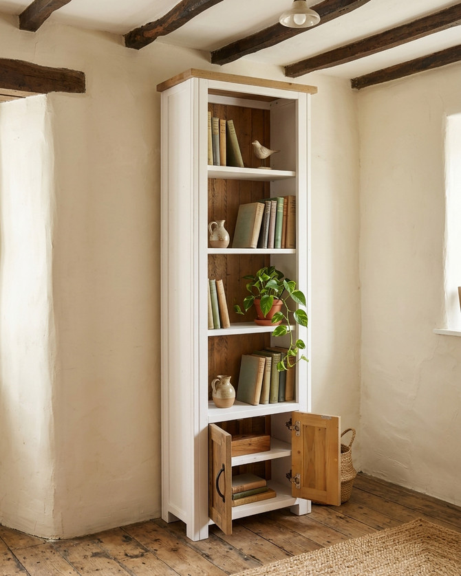 Chalkwash White Narrow Bookcase WFS-BH-CHA01C