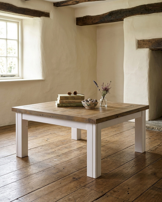 Chalkwash White Low Square Coffee Table WFS-BH-CHA08B