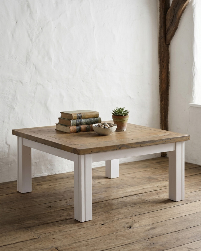 Chalkwash White Low Square Coffee Table WFS-BH-CHA08B