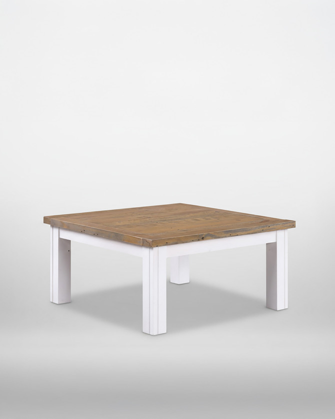 Chalkwash White Low Square Coffee Table WFS-BH-CHA08B, a modern low square coffee table with a wooden top and white painted legs, ideal for living room decor.
