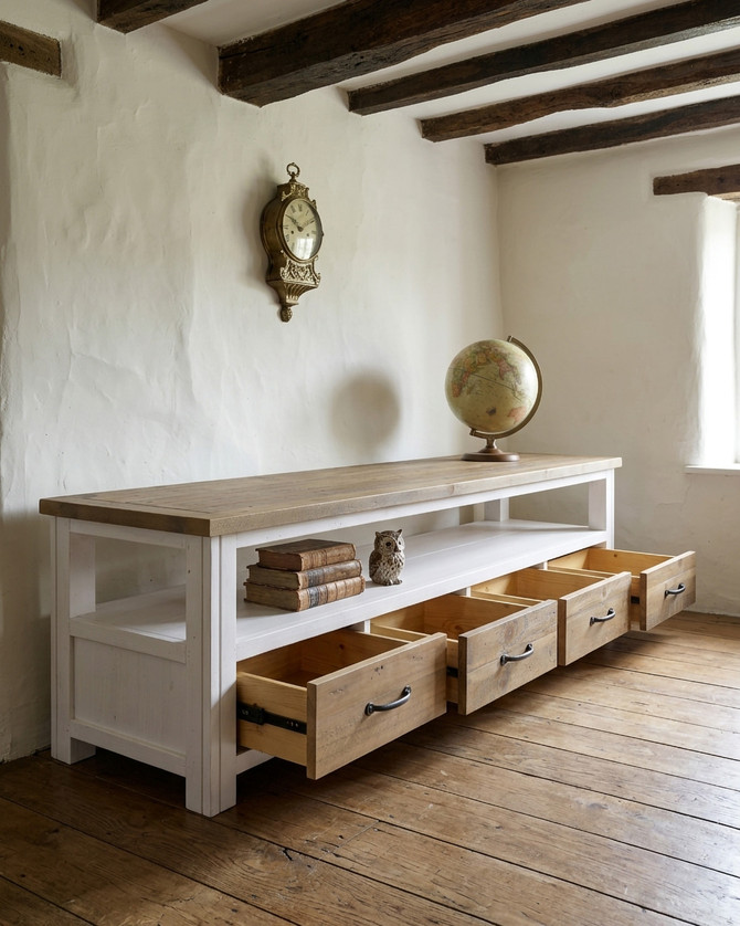 Chalkwash White Large Widescreen Television cabinet WFS-BH-CHA09B